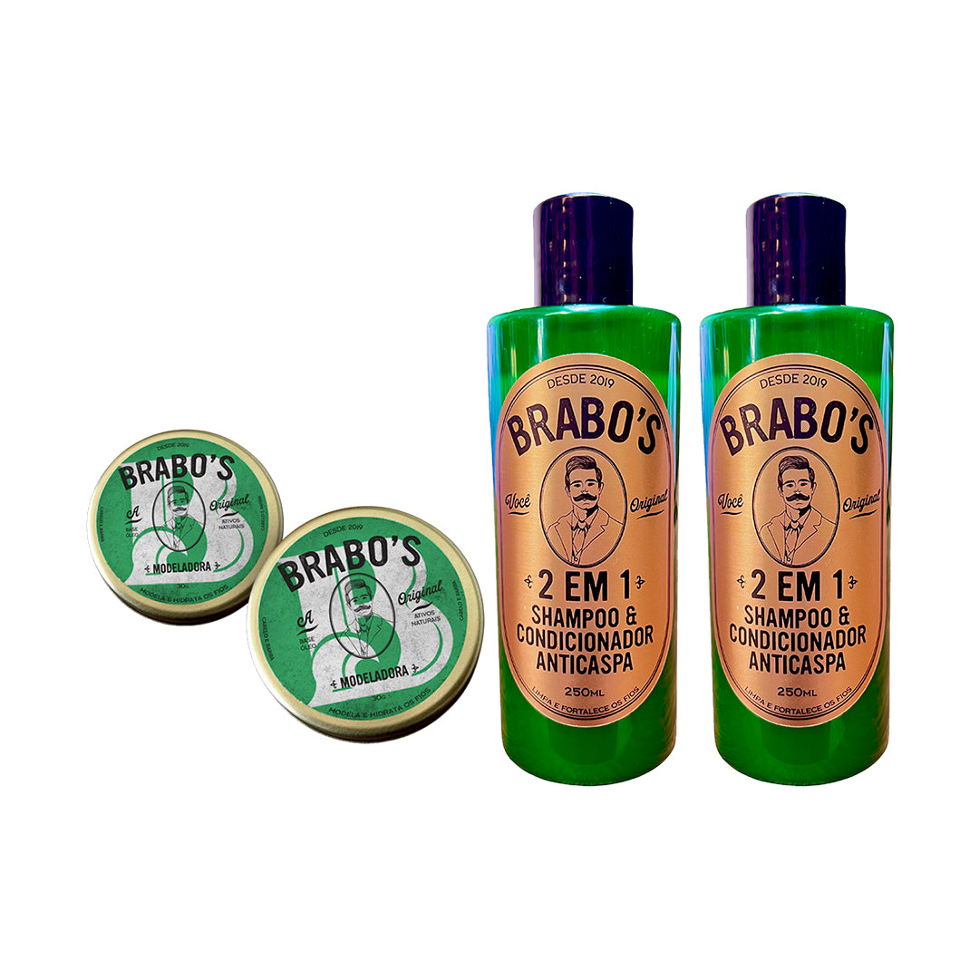 COMBO 2 Pomadas Brabos premium + 2 Brabo's Shampoo - Assinatura