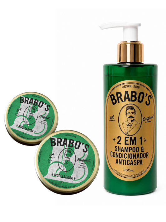 COMBO 2 Brabo's Pomada Premium + Shampoo 2 em 1 [FRETE GRÁTIS]