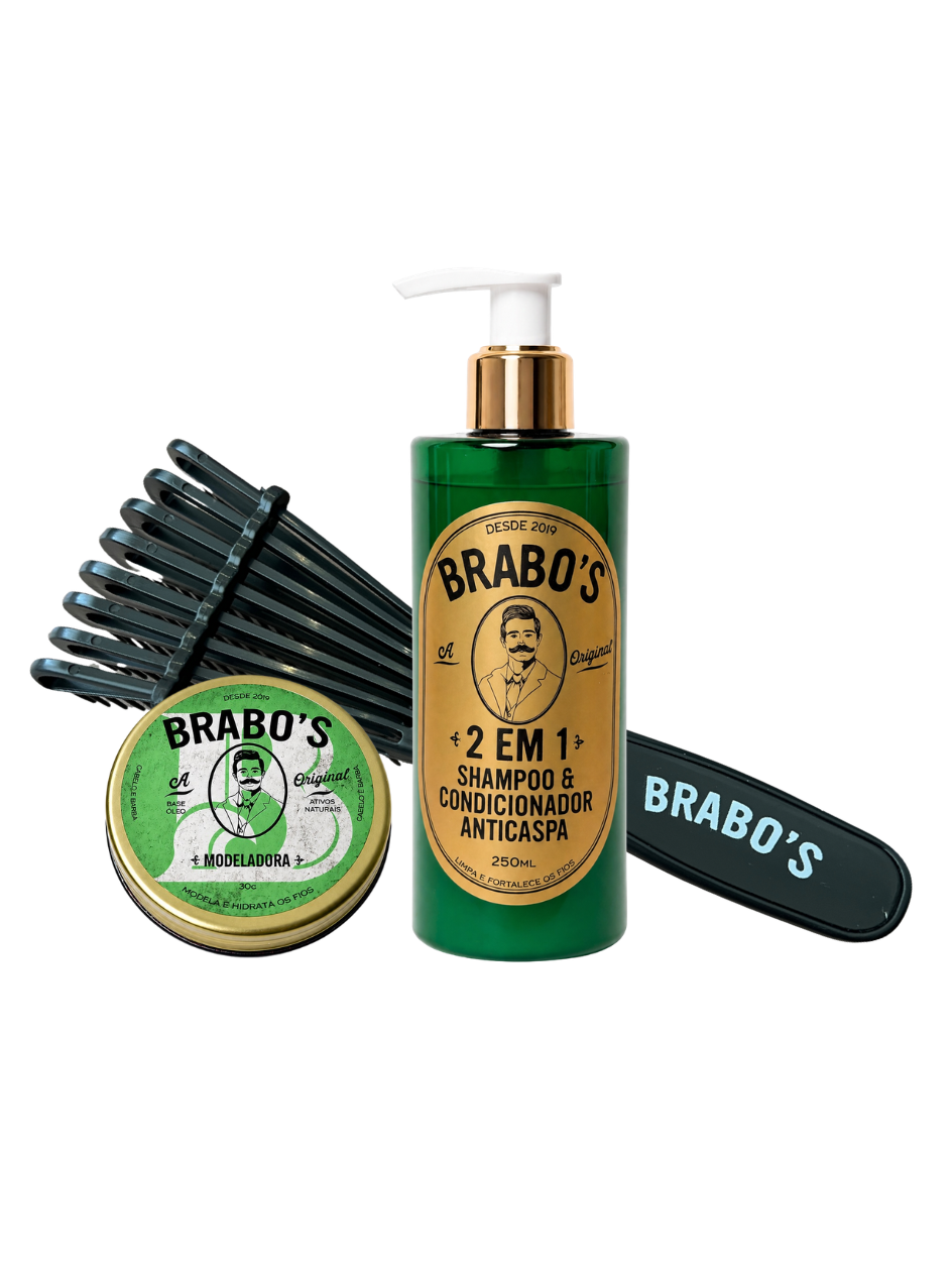 1 Brabo's Pomada Premium + Brabo's Escova + Shampoo 2 em 1  [FRETE GRÁTIS]