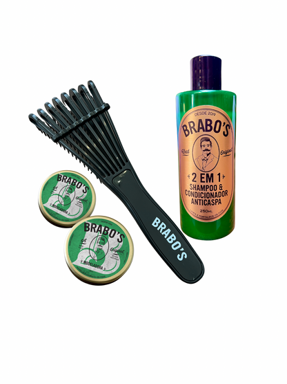 COMBO 2 Brabo's Pomada Premium + Brabo's Escova + Shampoo 2 em 1 [FRETE GRÁTIS]
